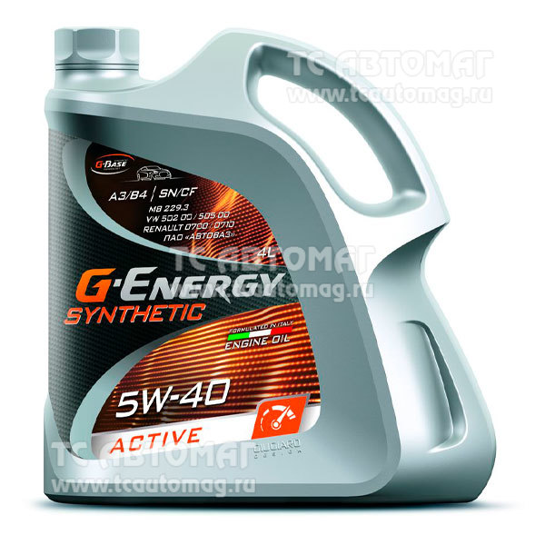 Масло G-Energy Active 5W-40 4л синтетика API SN/CF, ACEA A3/B4 253142410
