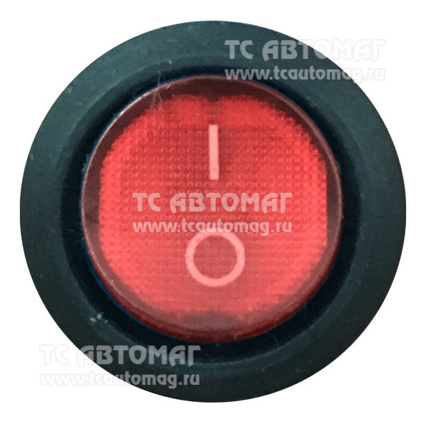 Выключатель клавишный круглый с подсветкой Red 3конт 50870