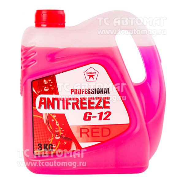 Антифриз G12 (-40) PROFESSIONAL  3кг (красный) ХимАвто (стяжка 3 шт.)